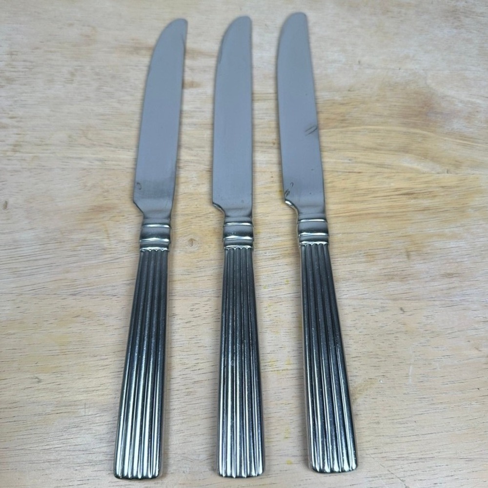 REED & BARTON‎ CRESCENDO II Stainless 18/10 3 Dinner Knives Butter Knives